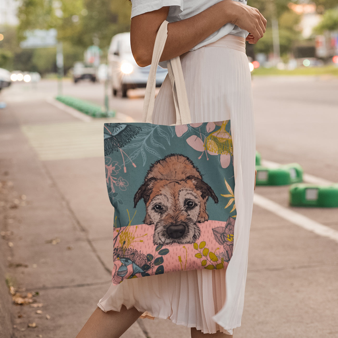 Border Terrier In the Bushes Tote Bag