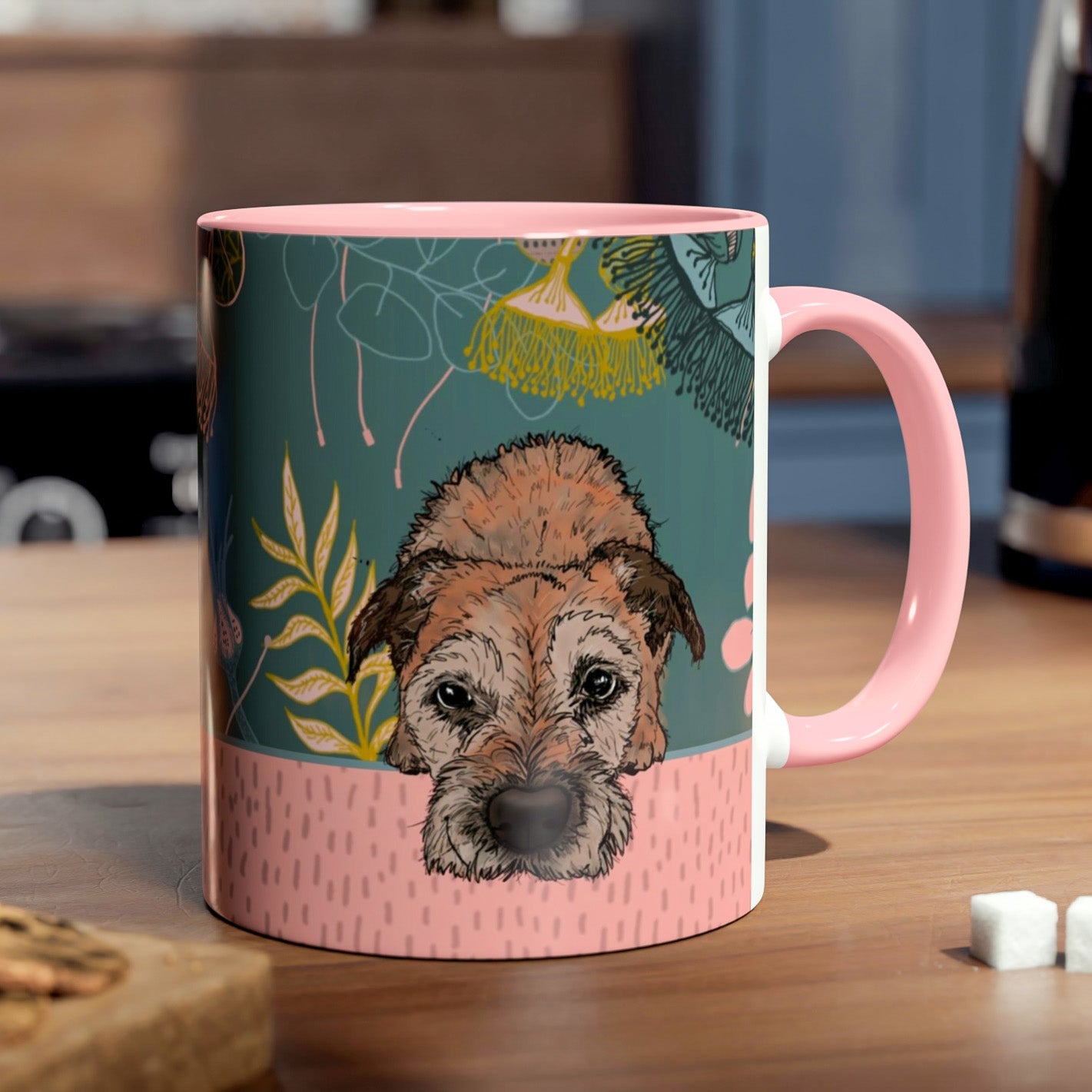 Cute ‘Border Terrier In the Bushes’ Mug - Perfect for A Gift