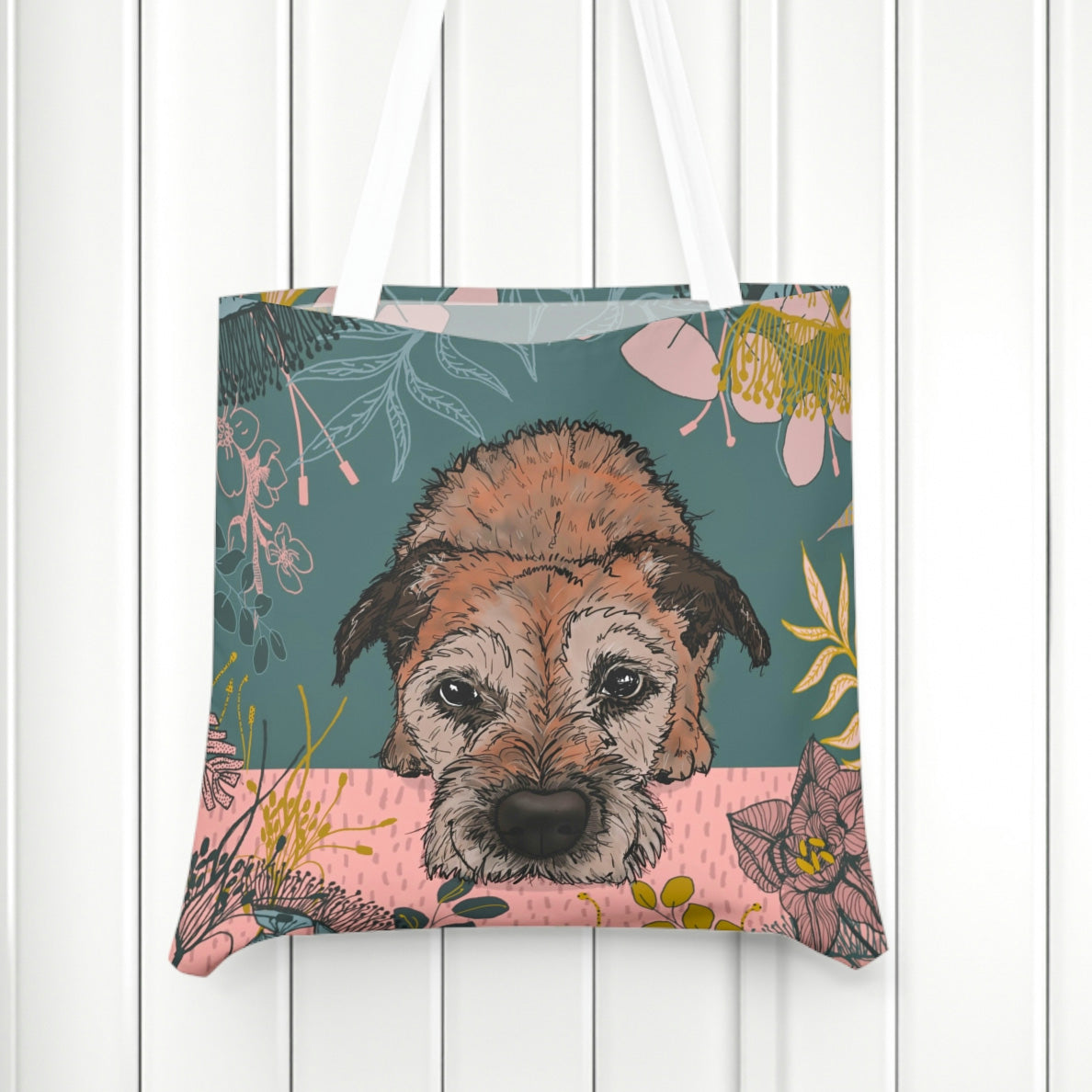 Border Terrier In the Bushes Tote Bag