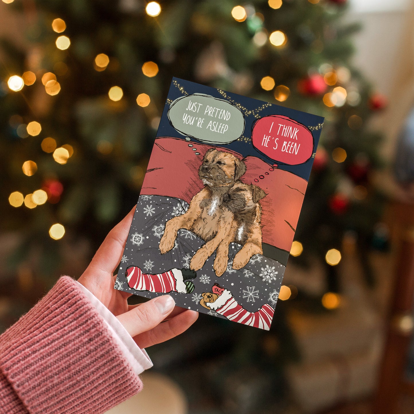 Border Terrier Duo Christmas Card Pack of 5