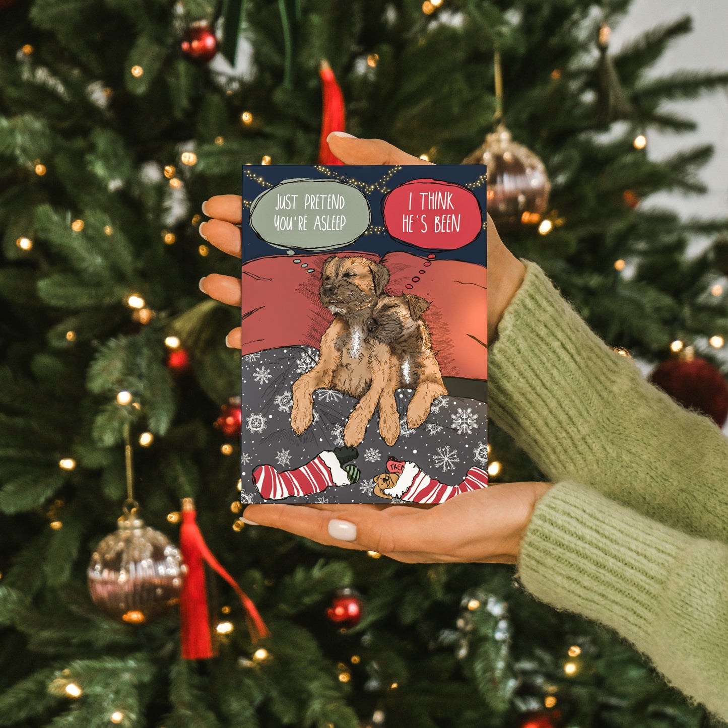 Border Terrier Duo Christmas Card Pack of 5