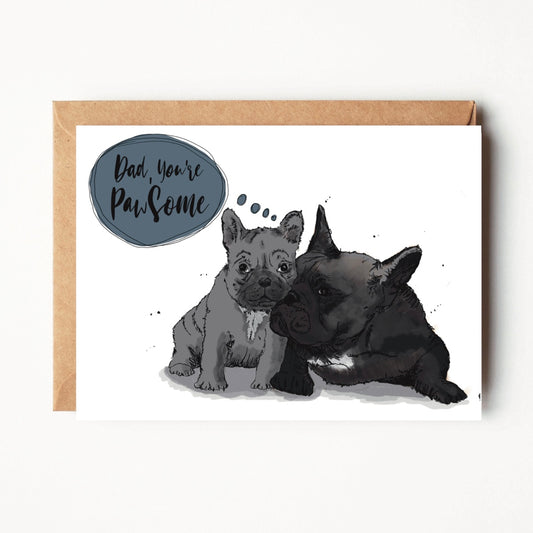 Black Grey Frenchie Dog Dad Card