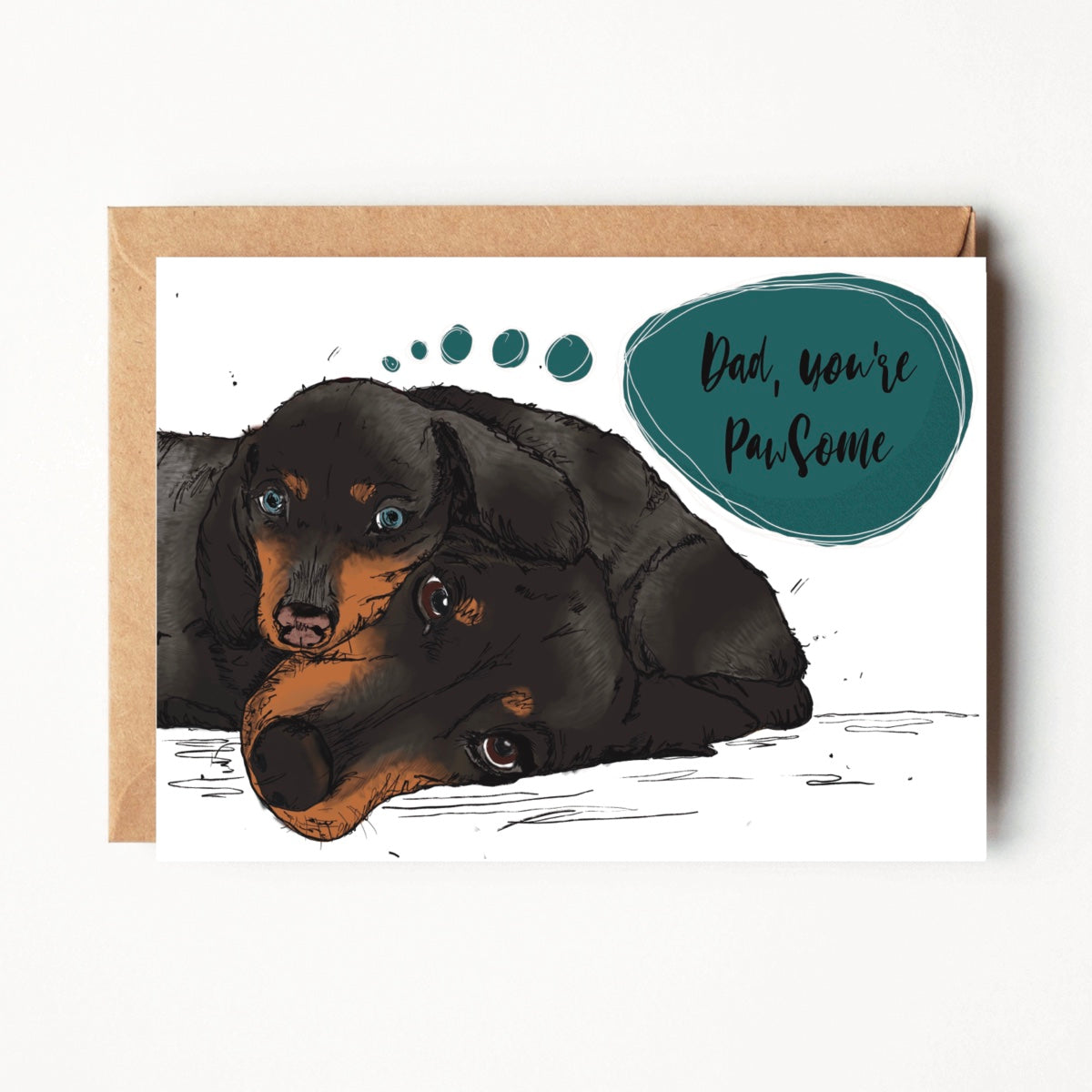 Black and Tan Sausage Dog, Doxie, Dachshund Card for Dog Dad