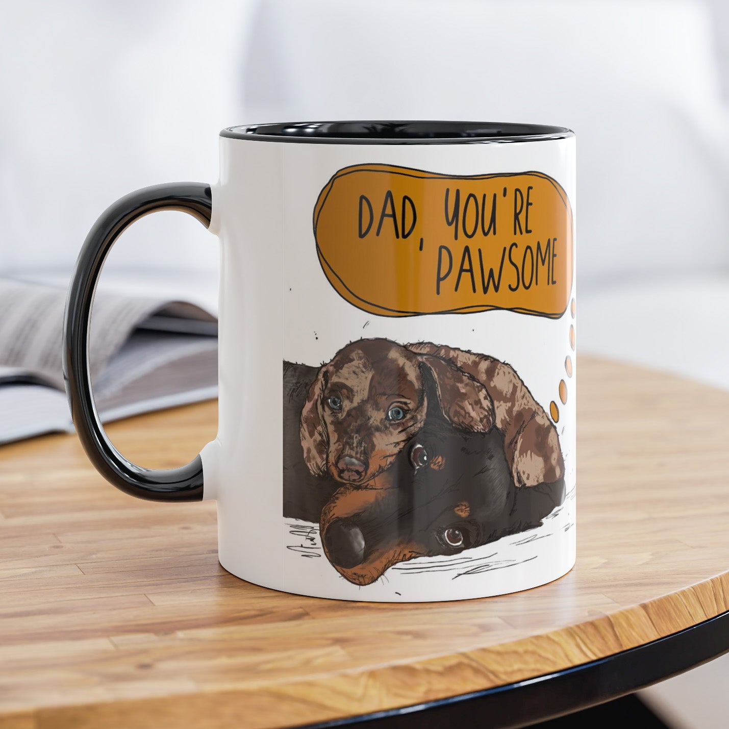 Cute Black, Tan and Dapple Dachshund, Sausage Dog, Doxie Mug