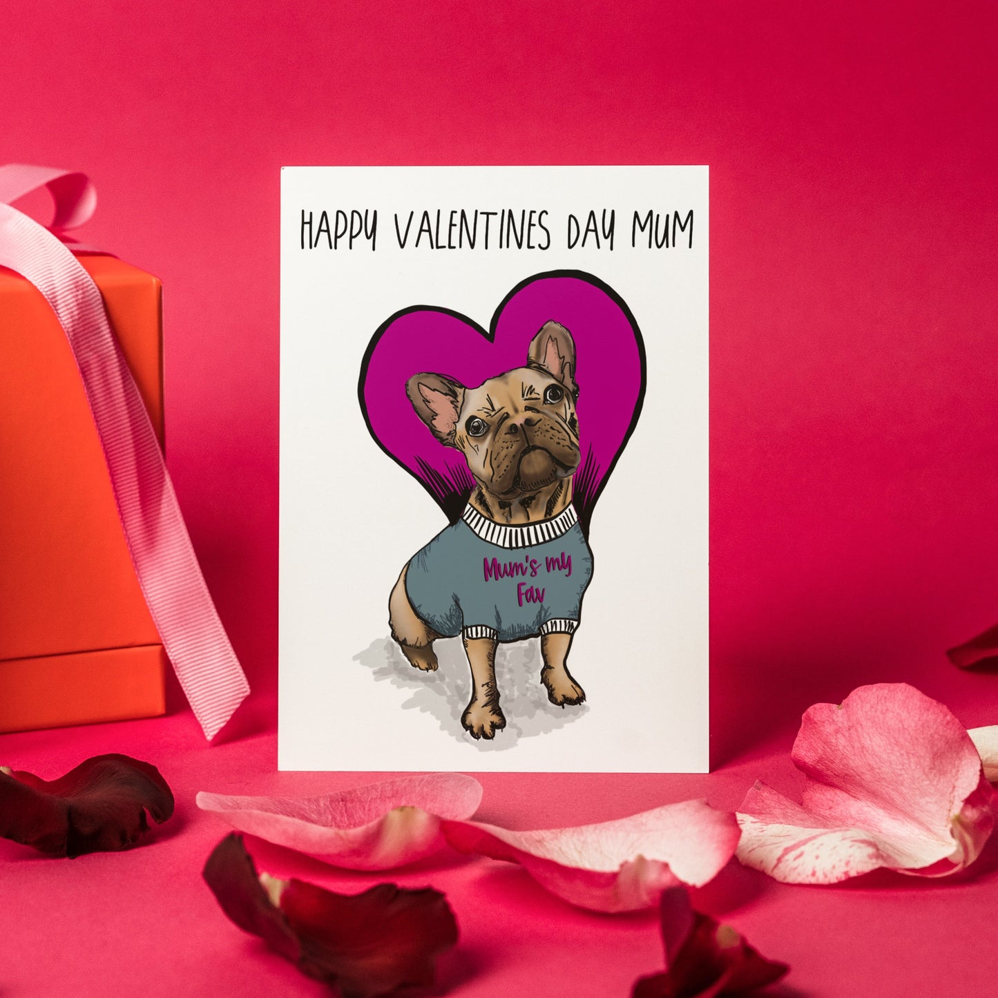 Frenchie Valentines Card for Mum - Colour Variations Available