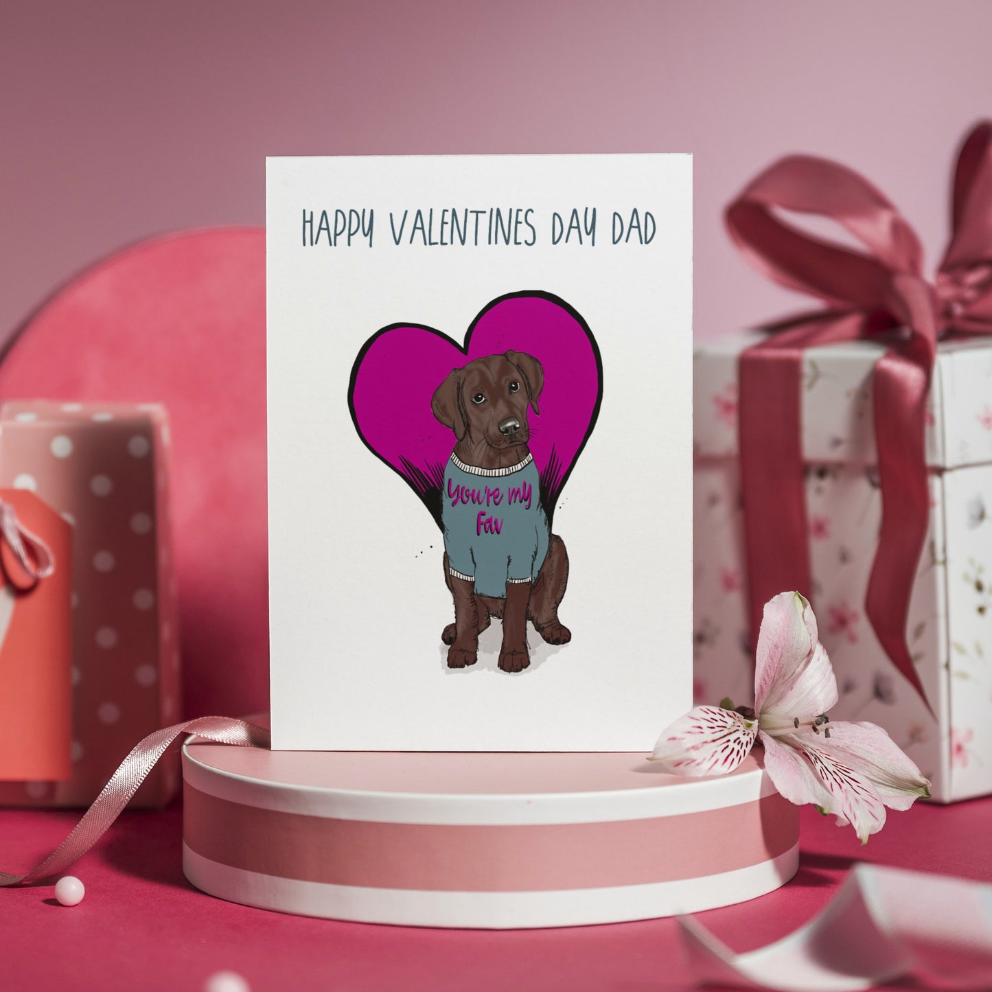 Labrador Valentines Card for Dad - Colour Variations Available