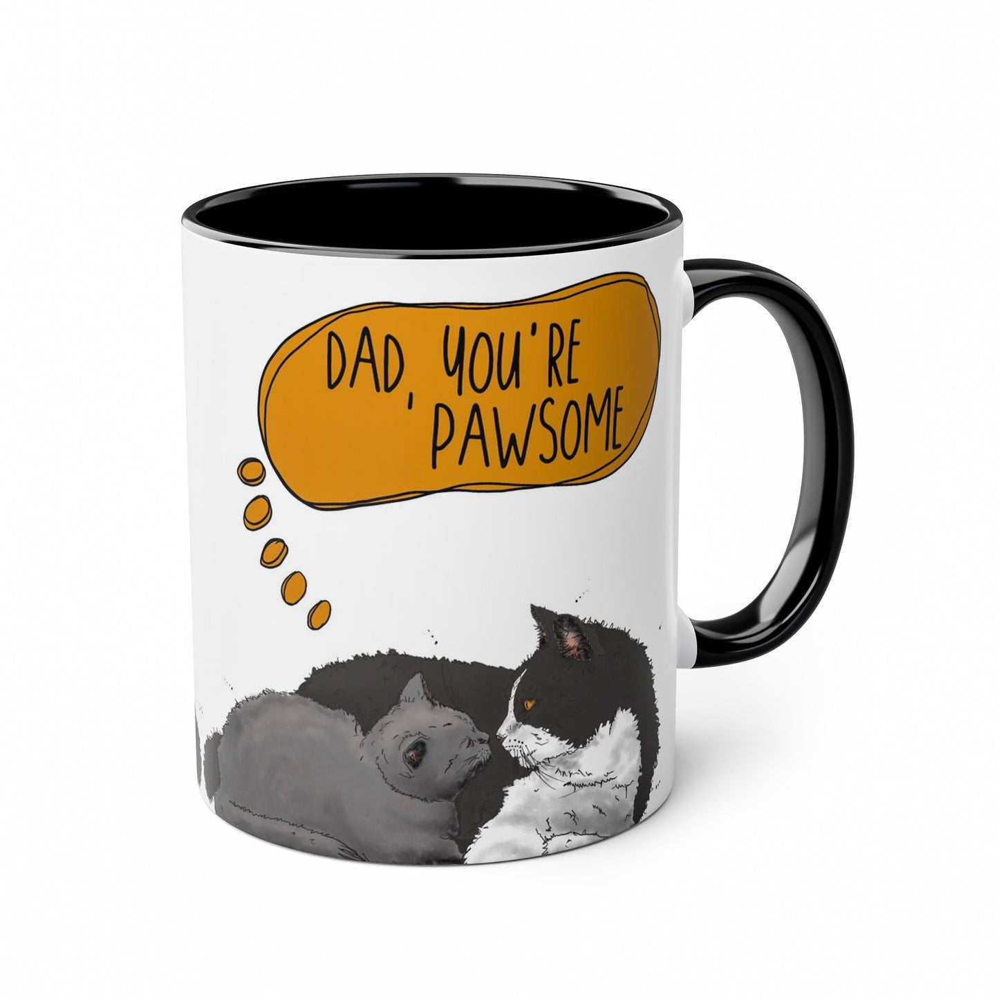 Black and White and Grey Cat Cute Mug for Cat Dad