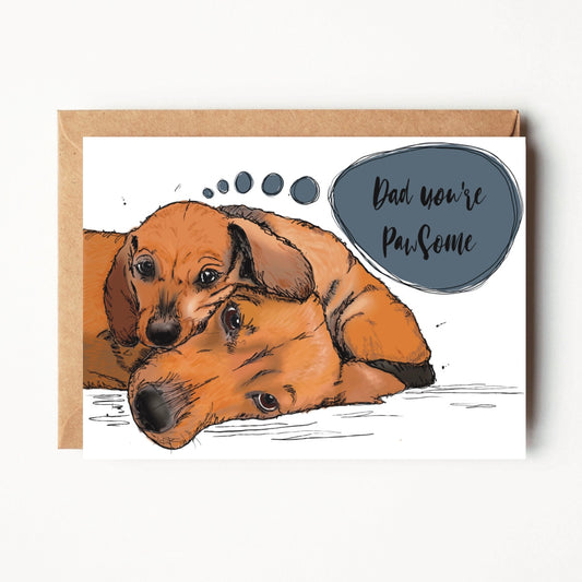 Tan Sausage Dog, Doxie, Dachshund Fathers Day Card