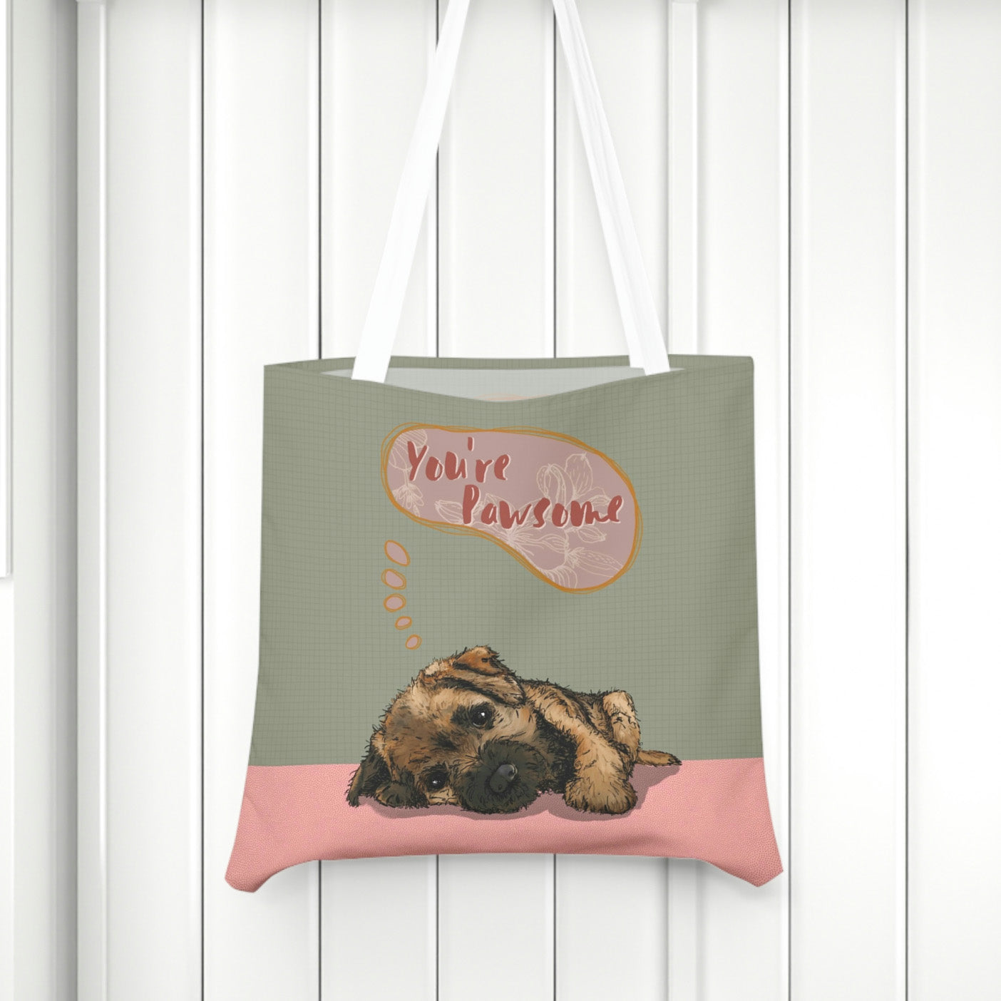 Cute Puppy Border Terrier Tote Bag