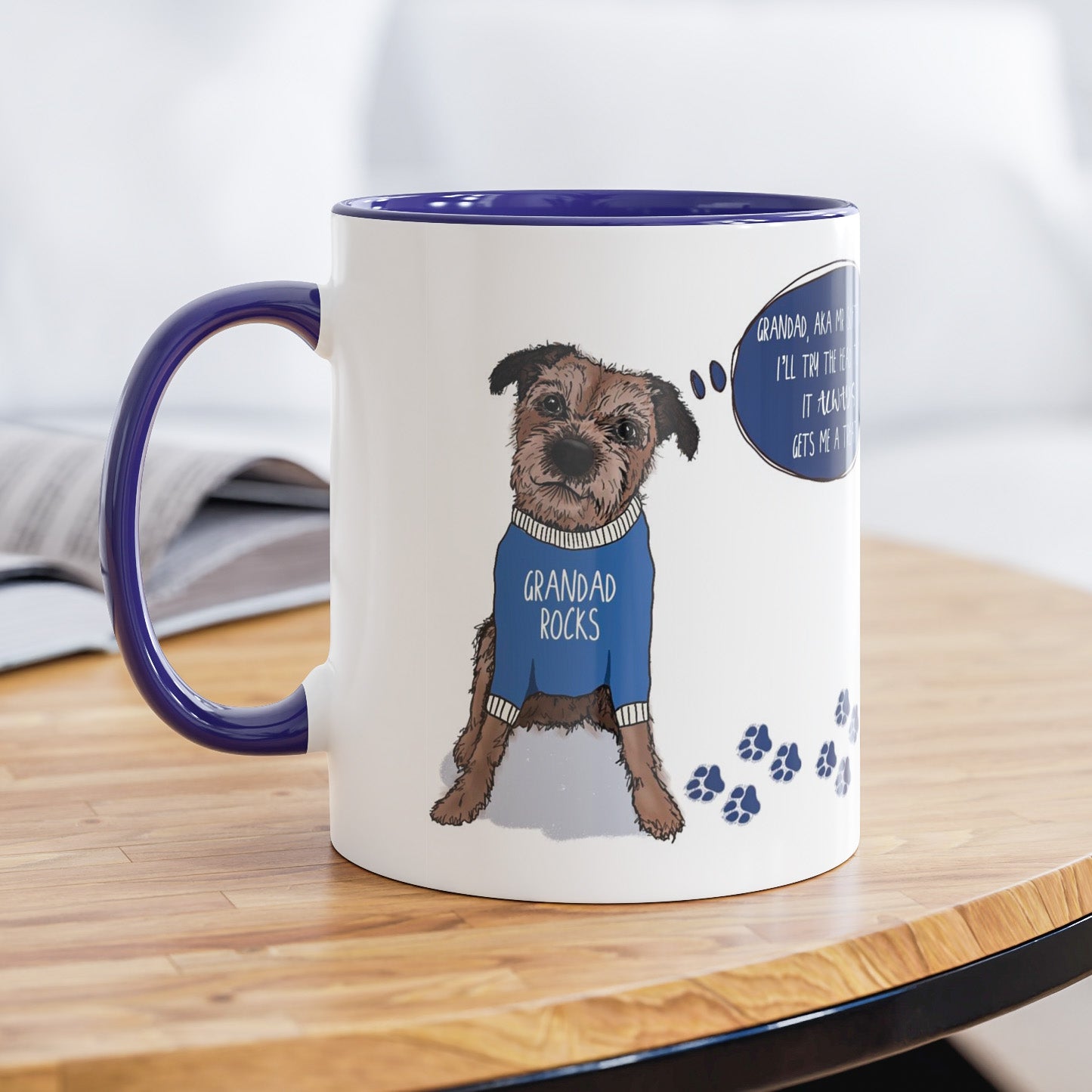 Grandad Funny Border Terrier Fathers Day Mug