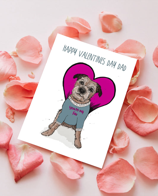 Border Terrier Valentines Card for Dog Dad