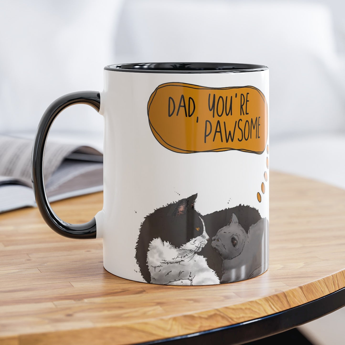 Black and White and Grey Cat Cute Mug for Cat Dad