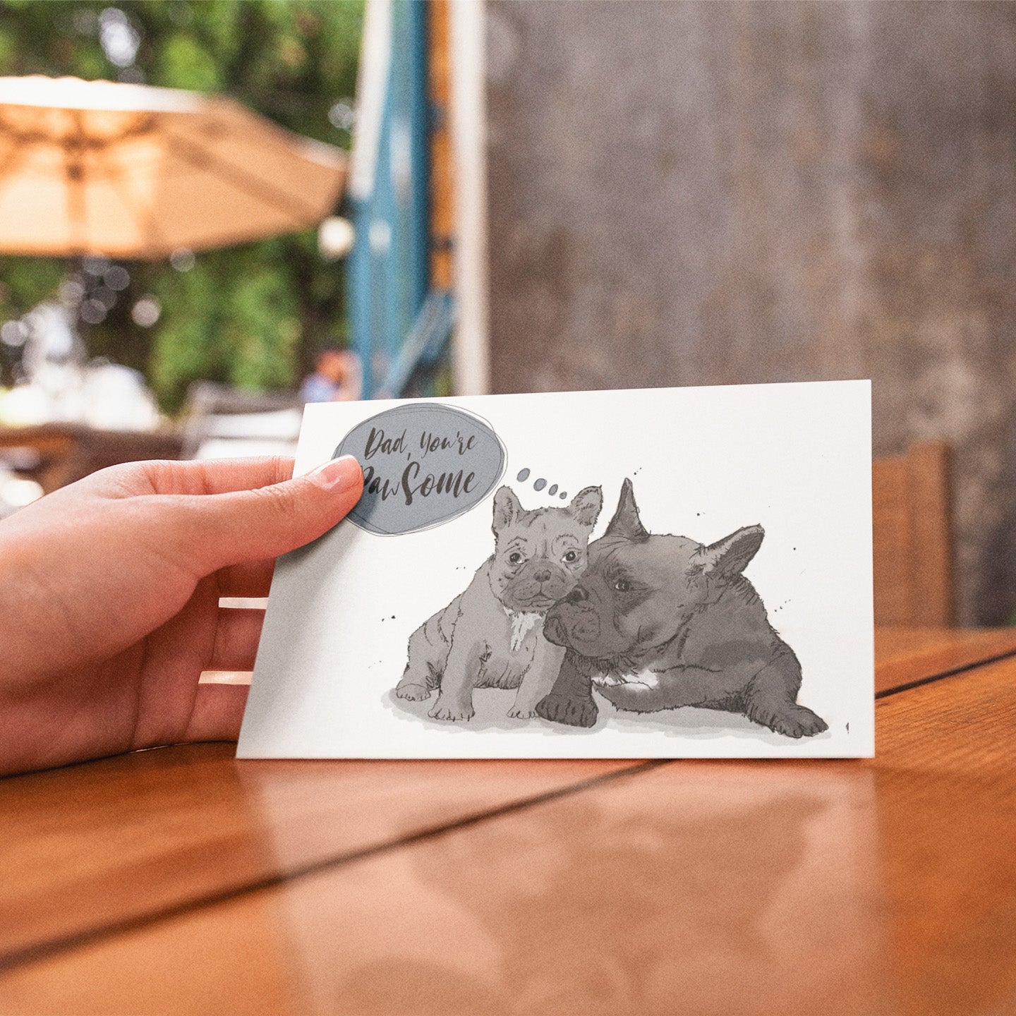 Black Grey Frenchie Dog Dad Card