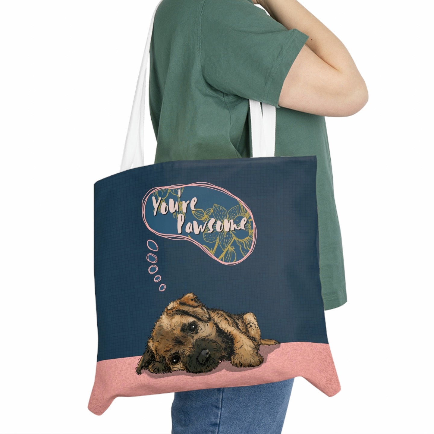 Cute ‘Your Pawsome’ Border Terrier Puppy Tote Bag