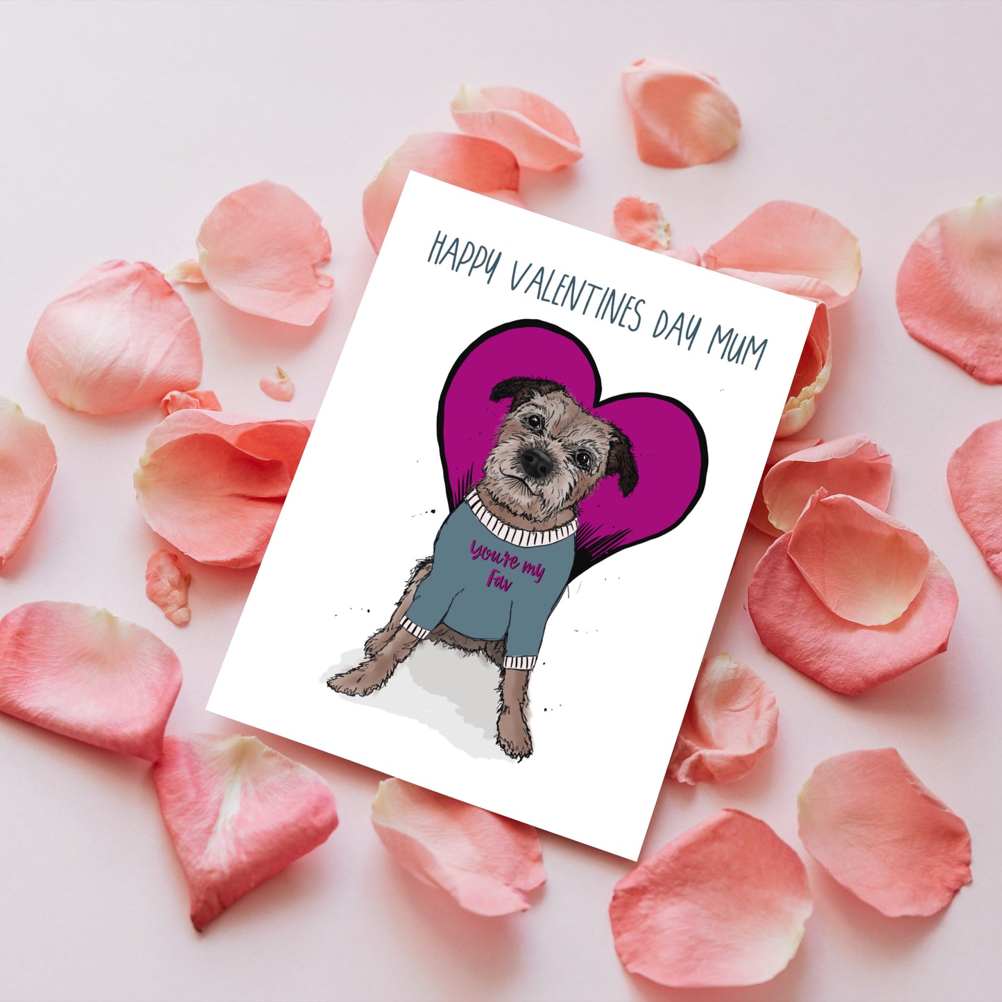 Border Terrier Valentines Card for Dog Mum