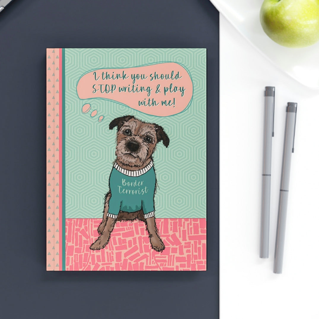 Cute and Funny Border Terrier Hard Backed Journal Notebook