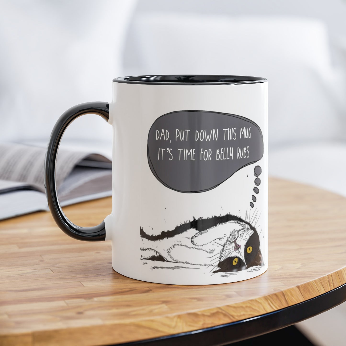 Black & White Cat Mug for Cat Dad