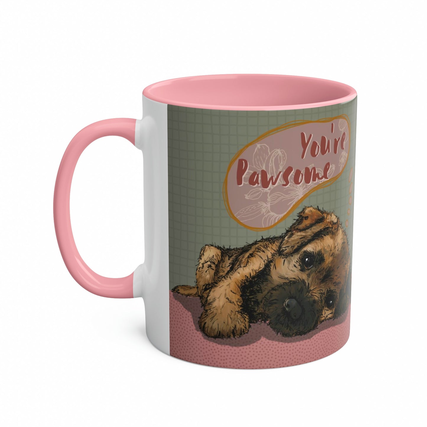 Cute Sage & Pink Border Terrier Mug