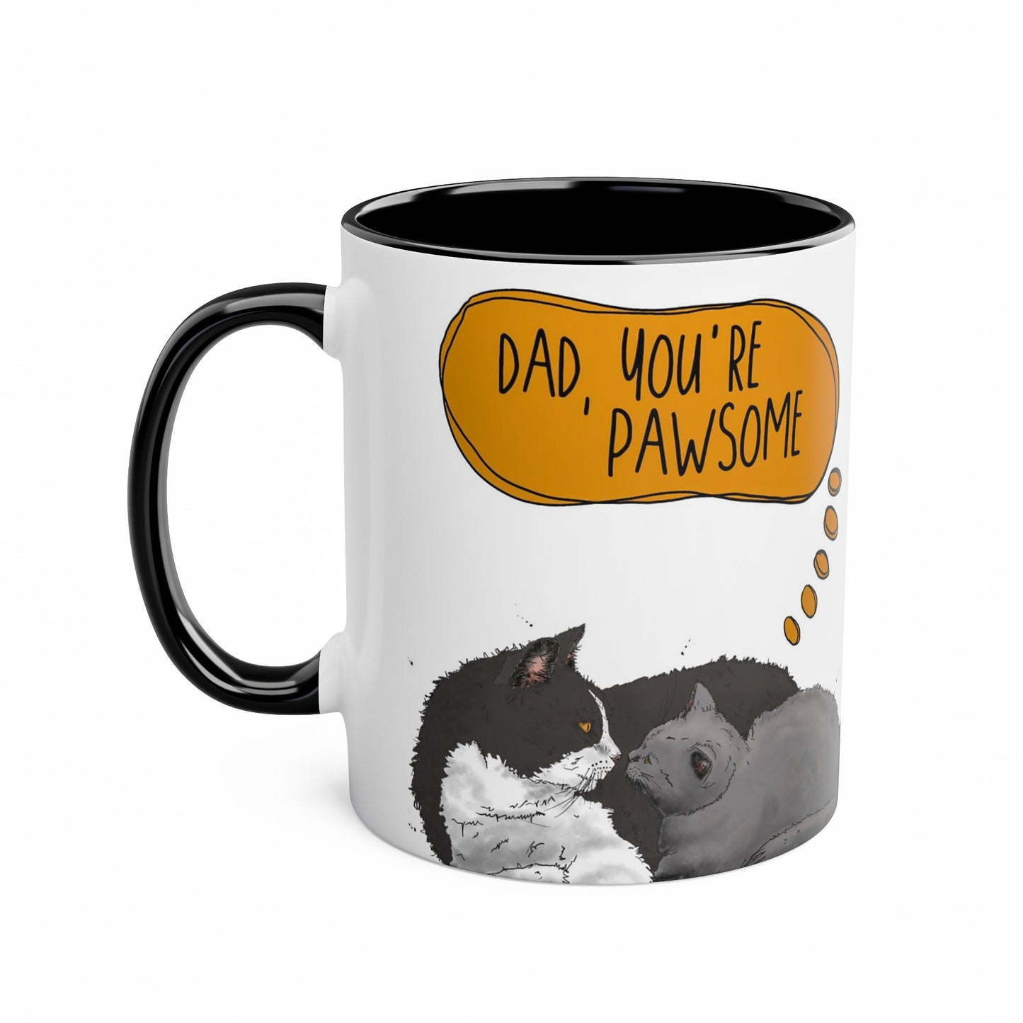 Black and White and Grey Cat Cute Mug for Cat Dad