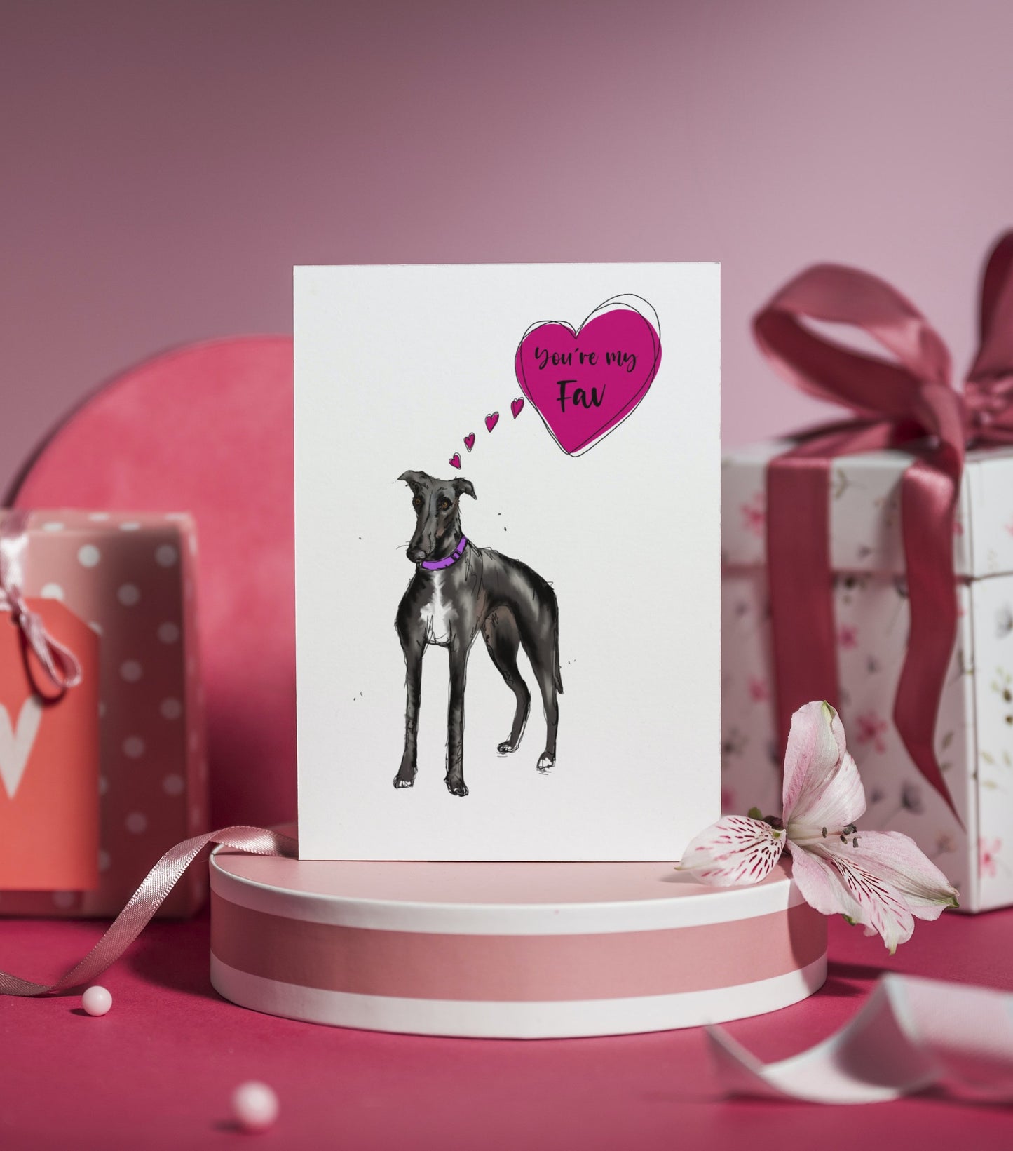 Greyhound Valentines Card - ‘Your My Fav’