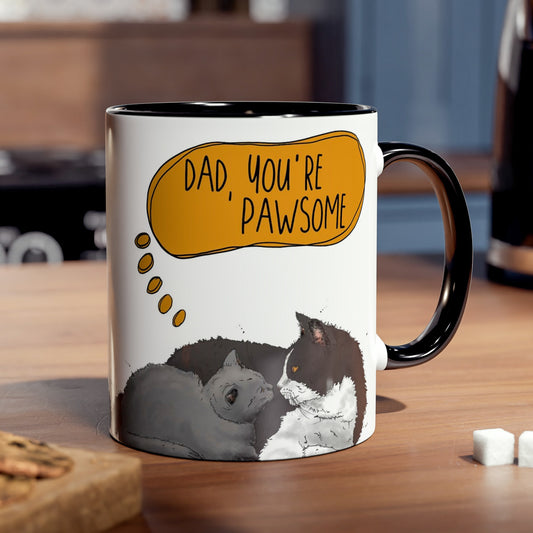 Black and White and Grey Cat Cute Mug for Cat Dad