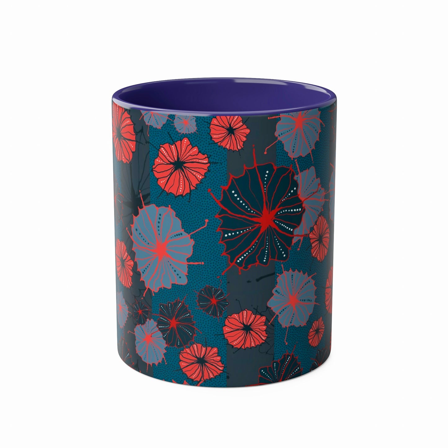 Abstract Floral Mug - Navy and Red