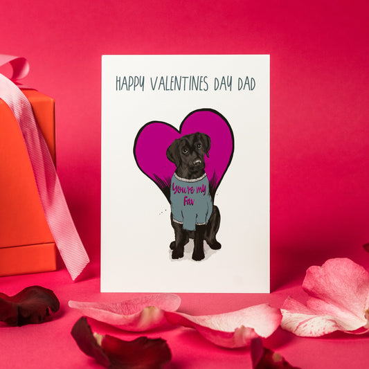 Labrador Valentines Card for Dad - Colour Variations Available