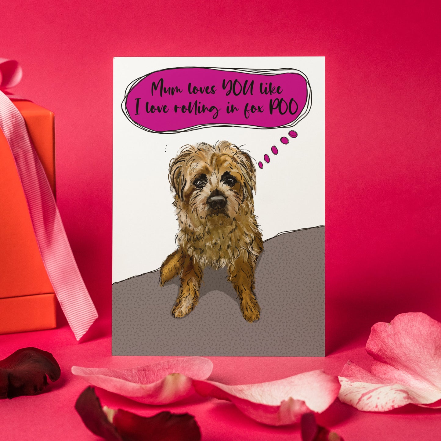 Border Terrier Valentines Card for either Mum or Dad