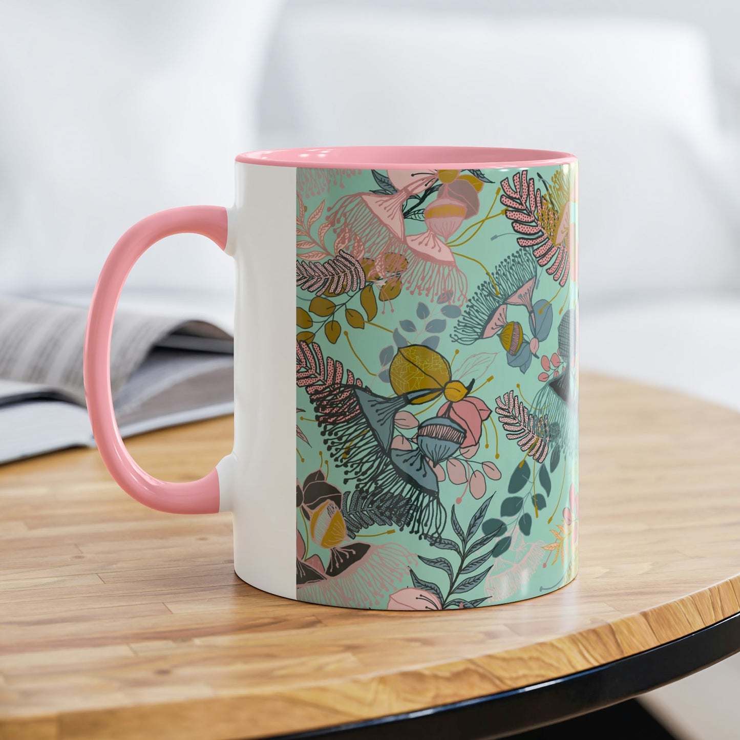 Gorgeous Gum Tree Mug - Mint and Pink