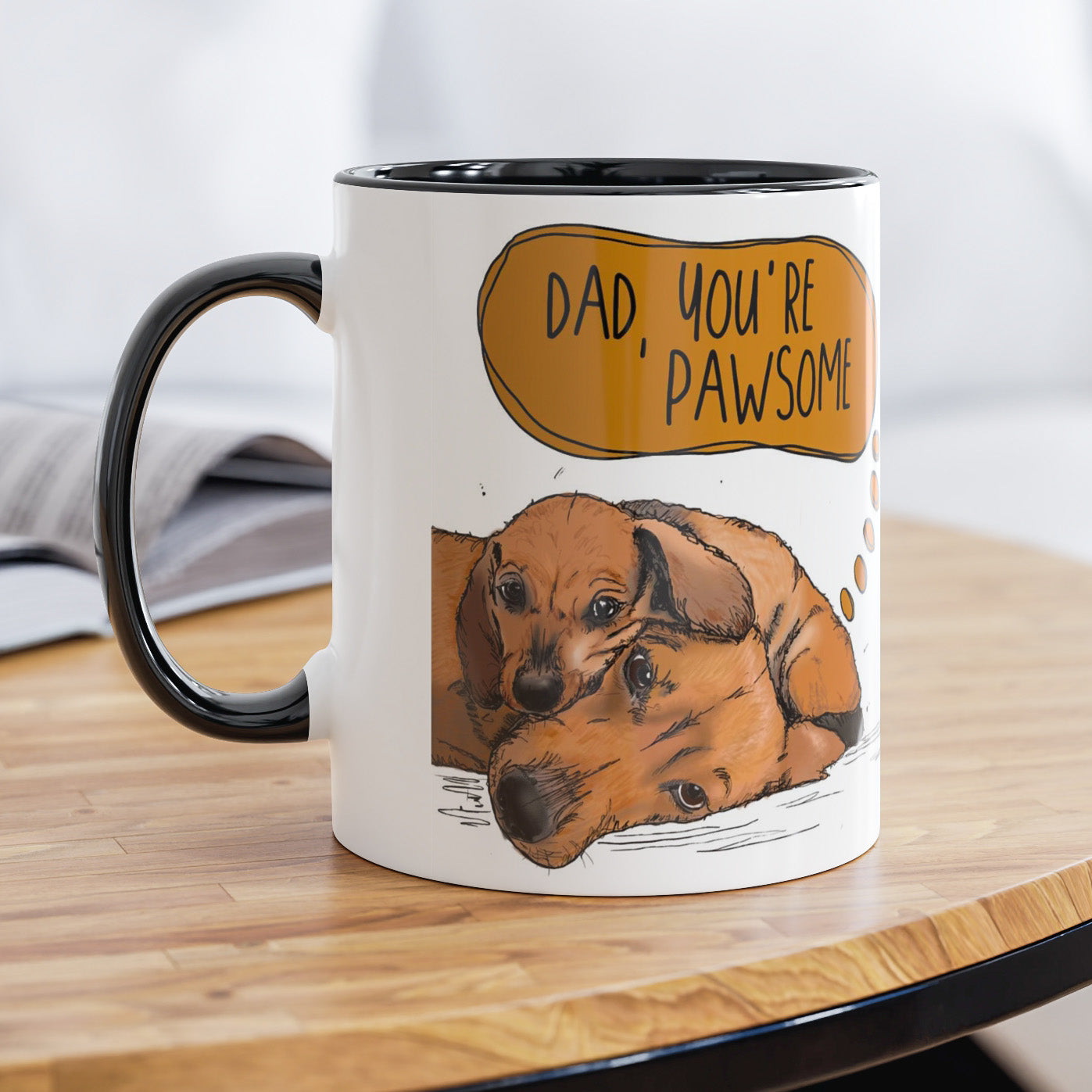 Cute Tan Dachshund, Sausage Dog, Doxie Mug for Dog Dad