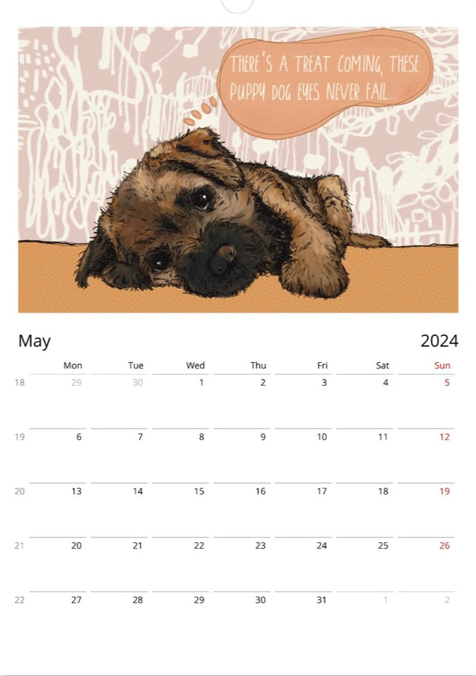 Border Terrier 2025 A3 Wall Calendar (10% of all profits go to Border Terrier Welfare)