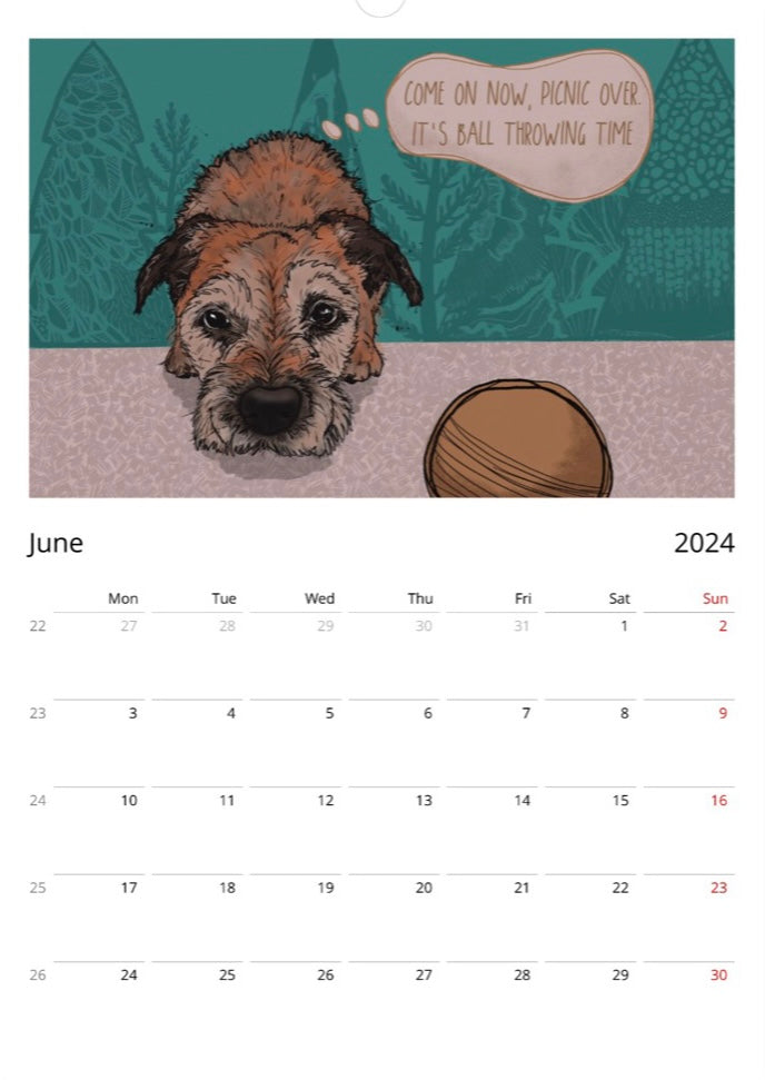 Border Terrier 2025 A3 Wall Calendar (10% of all profits go to Border Terrier Welfare)