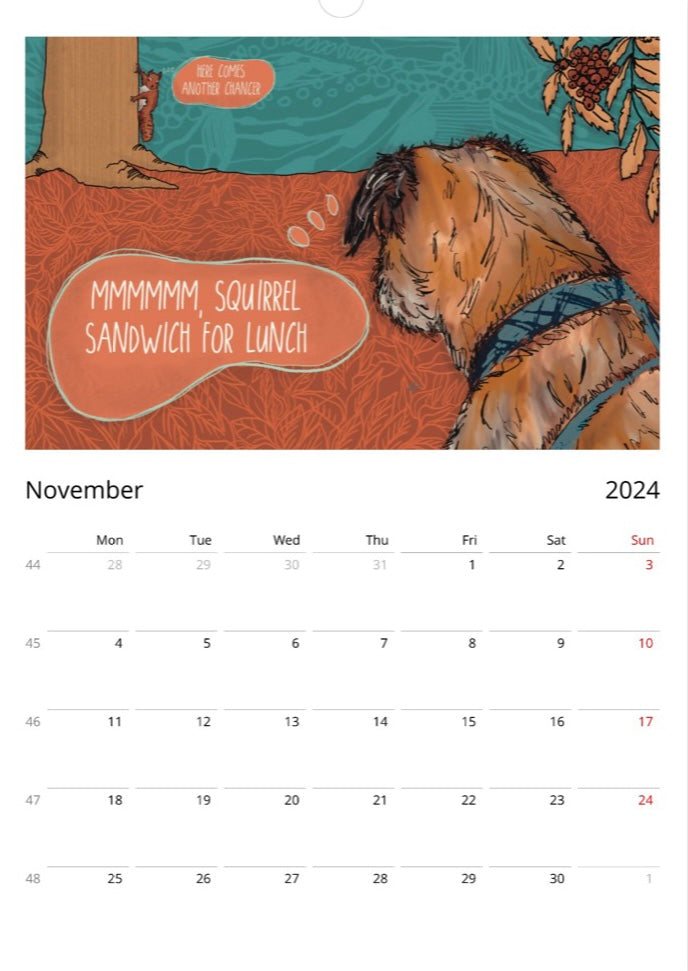 Border Terrier 2025 A3 Wall Calendar (10% of all profits go to Border Terrier Welfare)