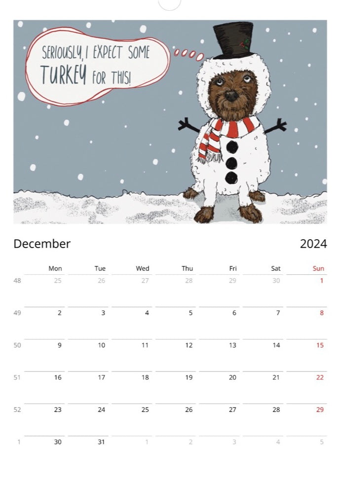 Border Terrier 2024 A3 Wall Calendar (10% of all profits go to Border Terrier Welfare)