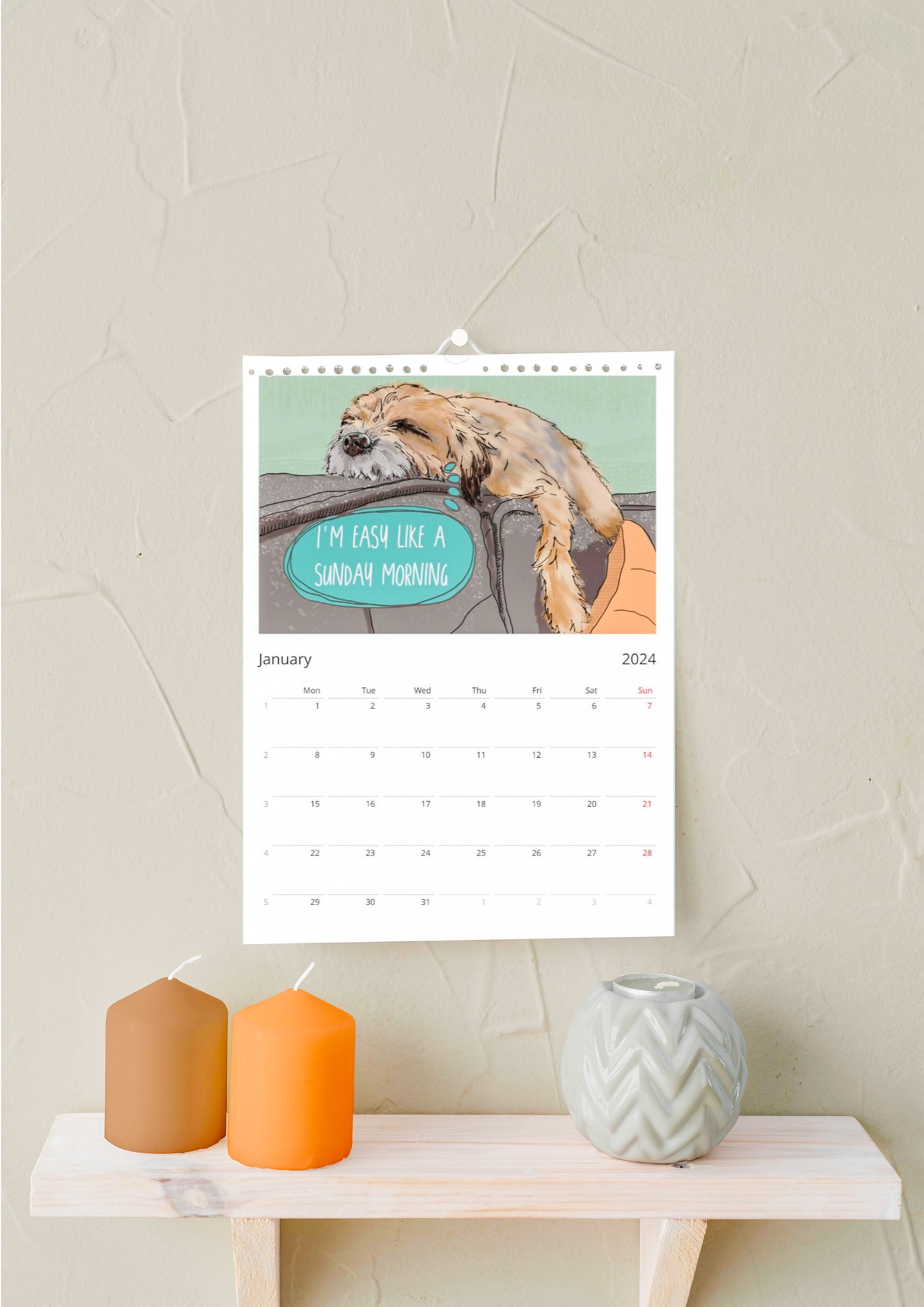 Border Terrier 2024 A3 Wall Calendar (10% of all profits go to Border Terrier Welfare)