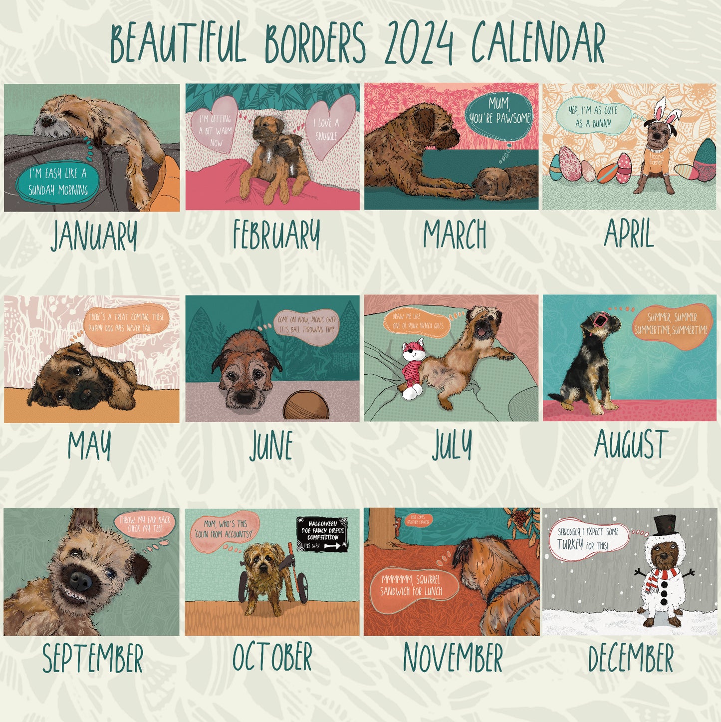 Border Terrier 2025 A3 Wall Calendar (10% of all profits go to Border Terrier Welfare)