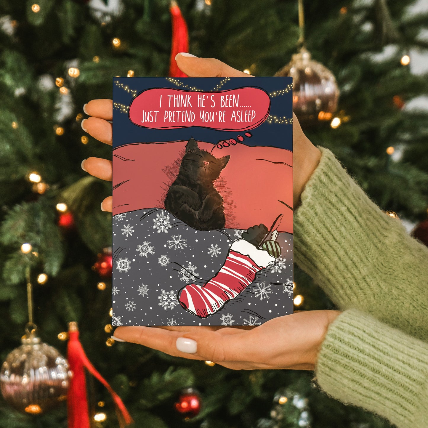 Black Cat Christmas Card Pack of 5