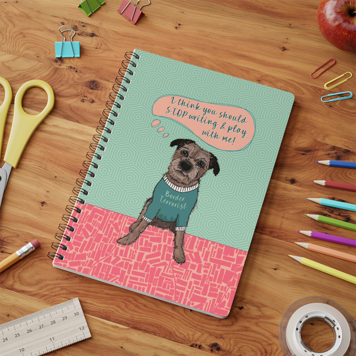 Cute and Funny Border Terrier Spiral Notepad