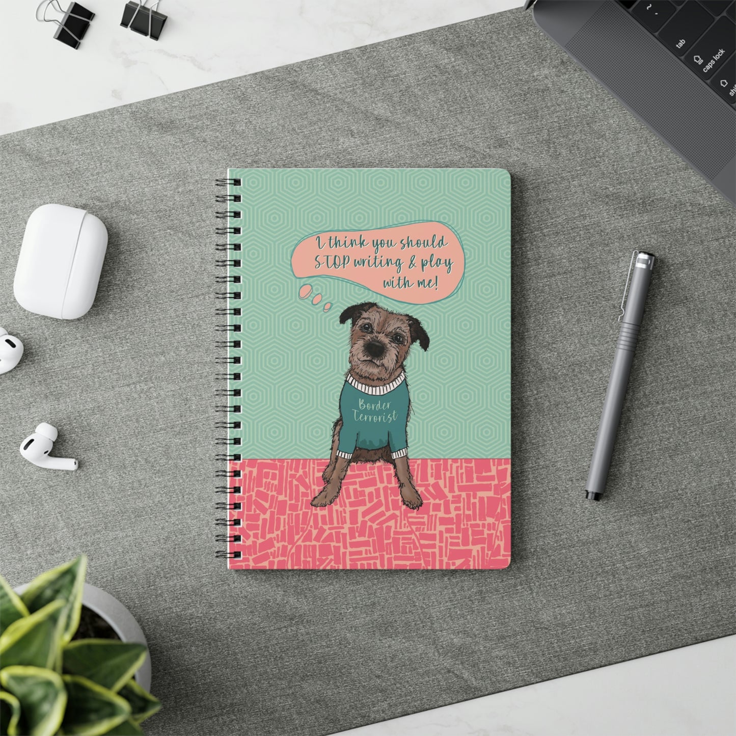 Cute and Funny Border Terrier Spiral Notepad