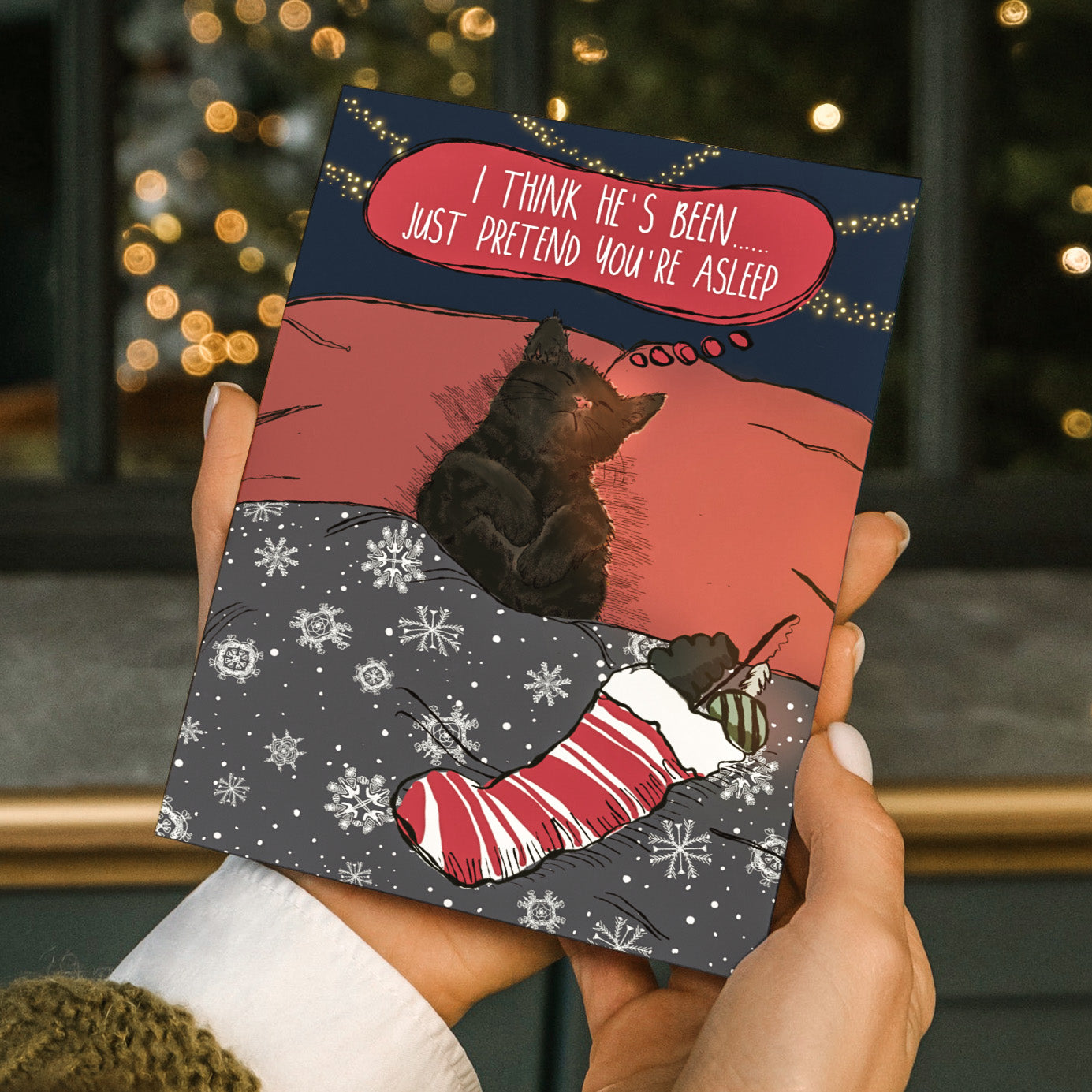 Black Cat Christmas Card Pack of 5