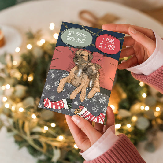 Border Terrier Duo Christmas Card Pack of 5