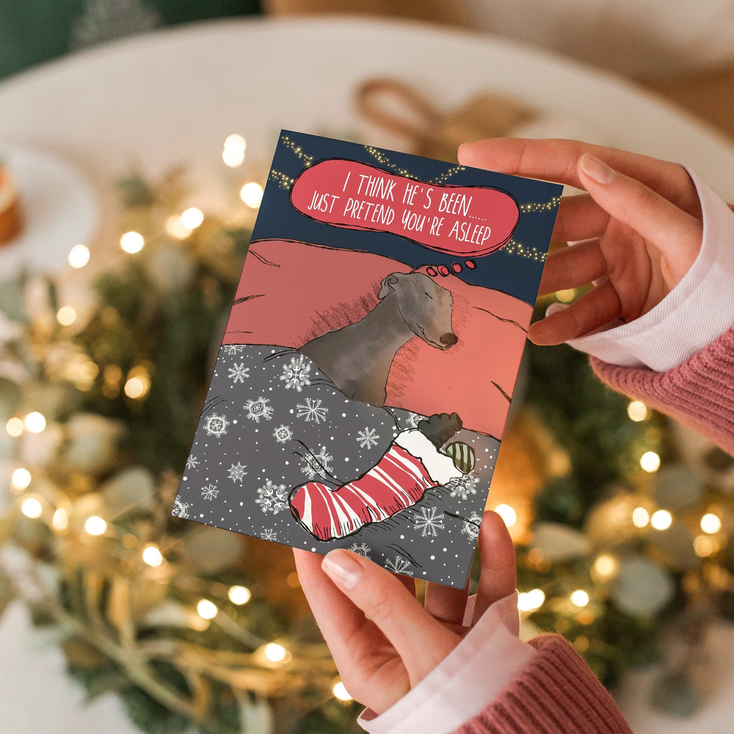 Grey Greyhound Christmas Card Pack of 5