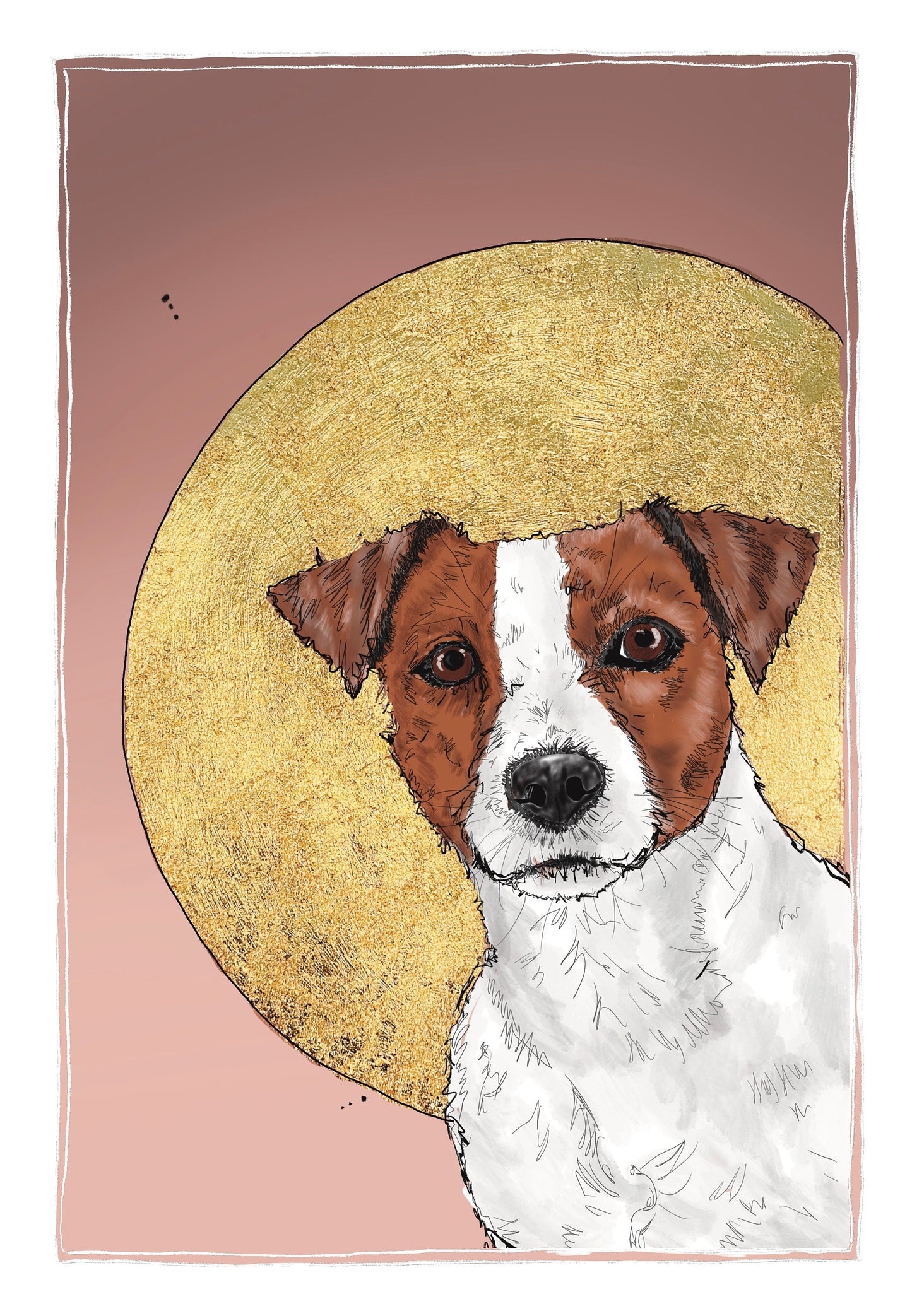 Jack Russell Gold Leaf Print