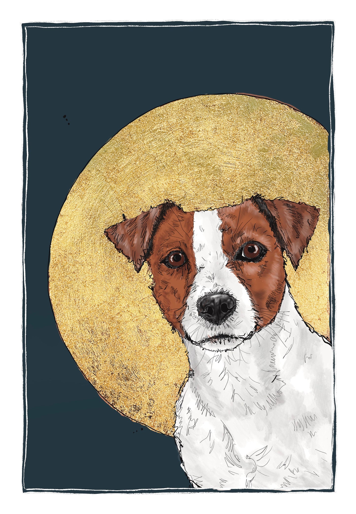 Jack Russell Gold Leaf Print