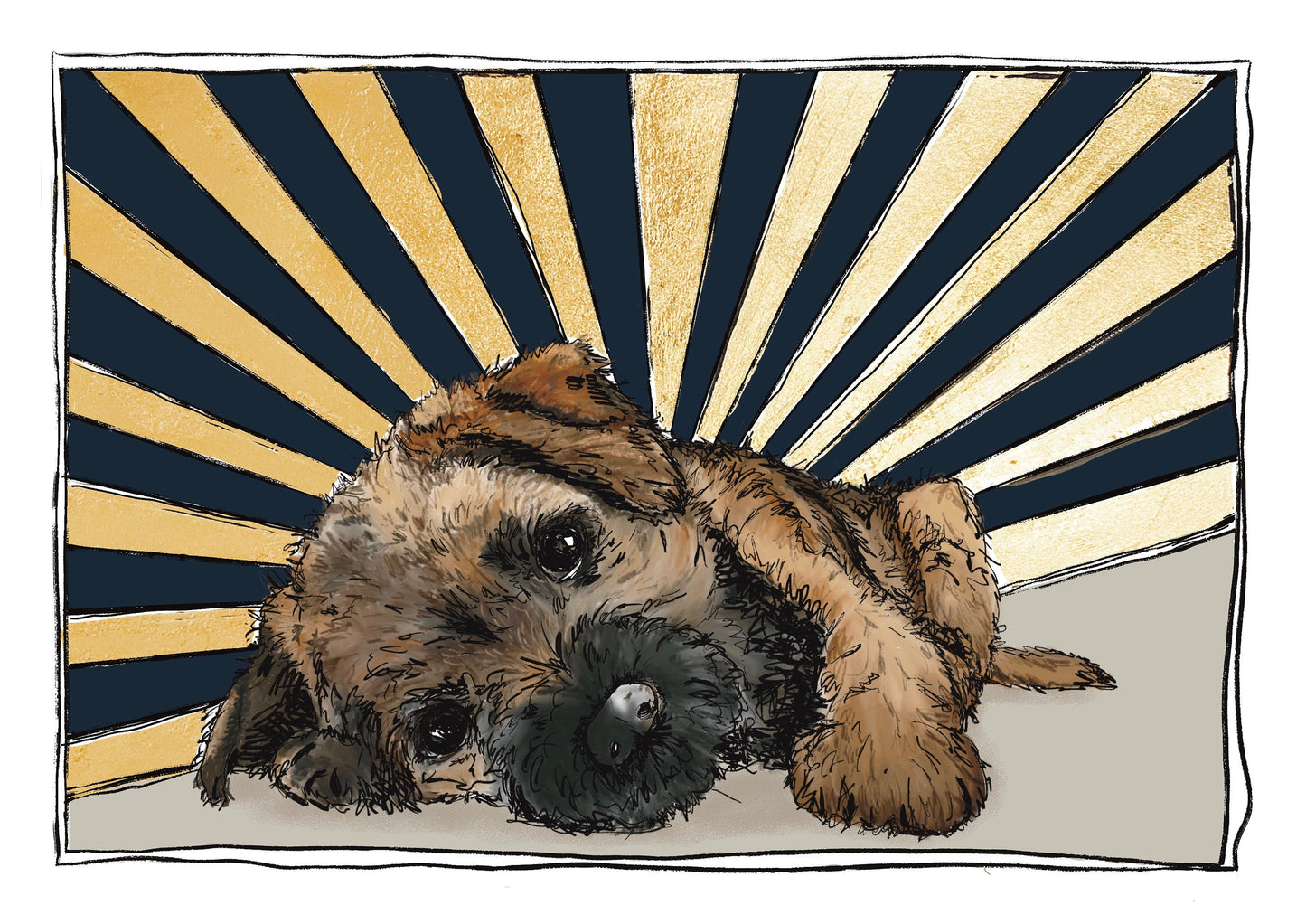 Border Terrier Puppy Gold Leaf Print