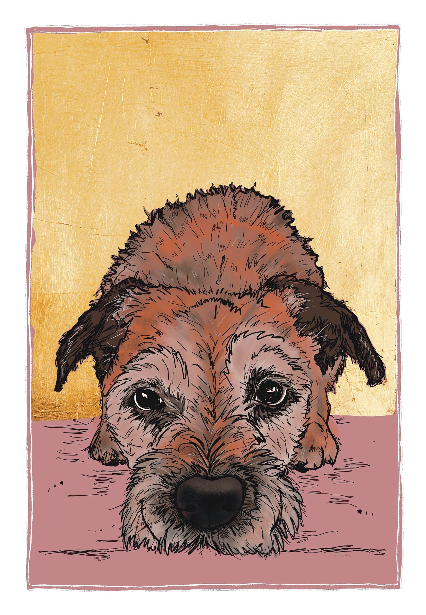 Border Terrier Gold Leaf Print