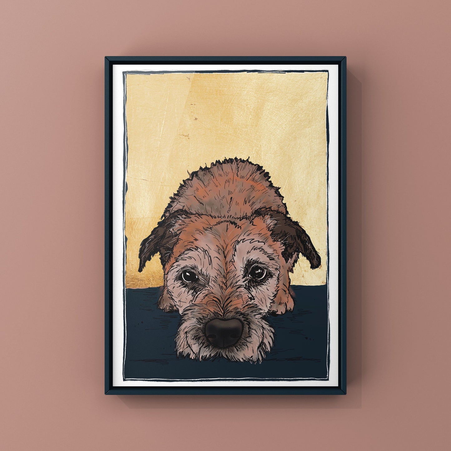 Border Terrier Gold Leaf Print