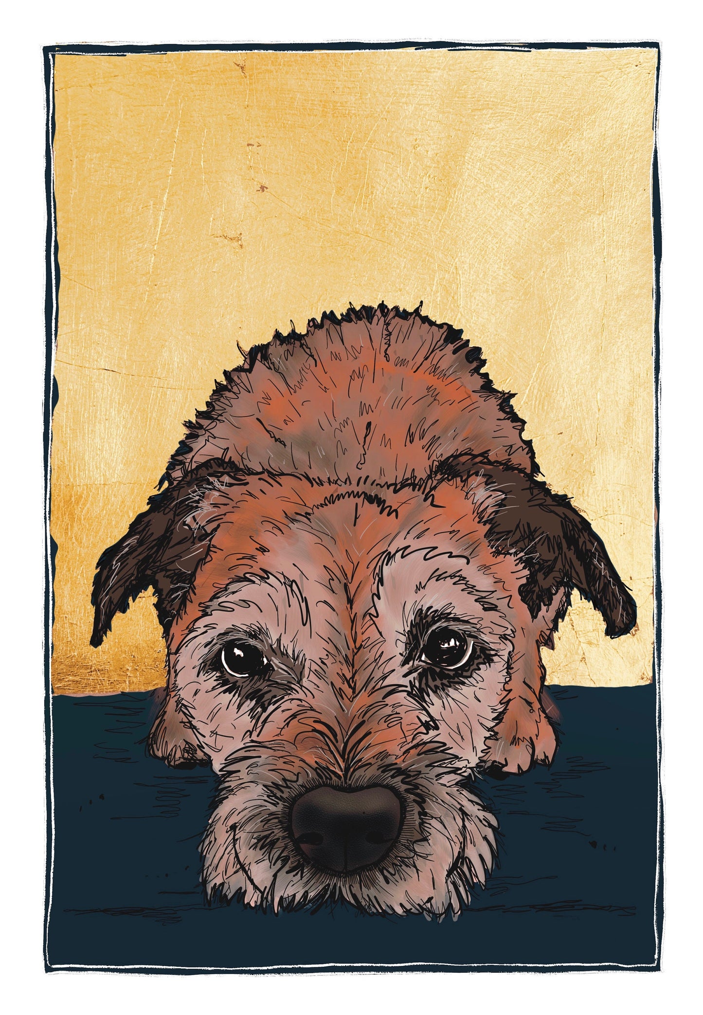 Border Terrier Gold Leaf Print