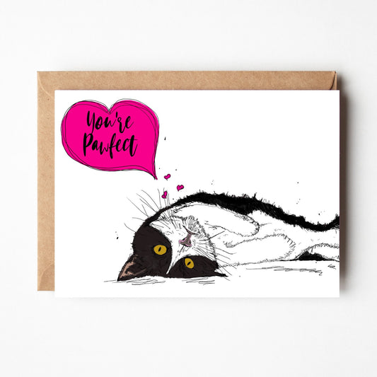 Black and white cat anniversary/love card