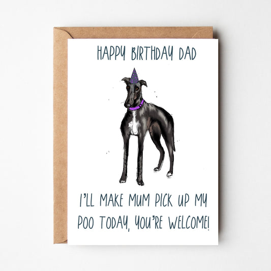 Greyhound Birthday Card for Dad